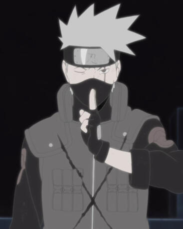 Kakashi Hatake, holding up the Unison Sign about to fight Obito